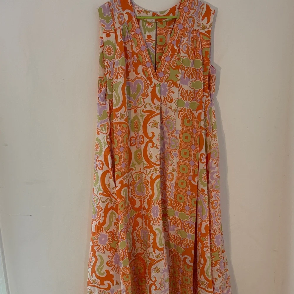 Anthropologie Orange and Green Maxi Dress - Picture 1 of 3